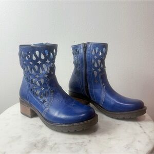 Dromedaris KENZA Lattice Lazer Cut Boot US Cobalt Blue Leather S 6 Portugal